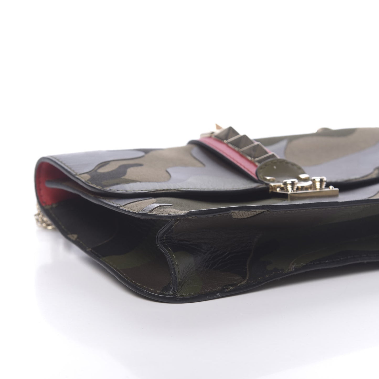 Nappa Canvas Camouflage Medium Glam Lock Rockstud Flap Verde
