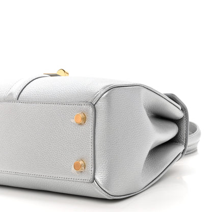 Celine Laminated Grained Calfskin Small 16 Top Handle Bag Silver 10 of 10