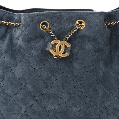 Chanel Suede Quilted Small Chanel 25 Handbag Blue 8 of 10