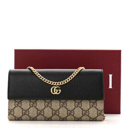 Gucci Dollar Calfskin GG Supreme Monogram Petite GG Marmont Wallet Chain Bag Black Beige Ebony 12 of 12