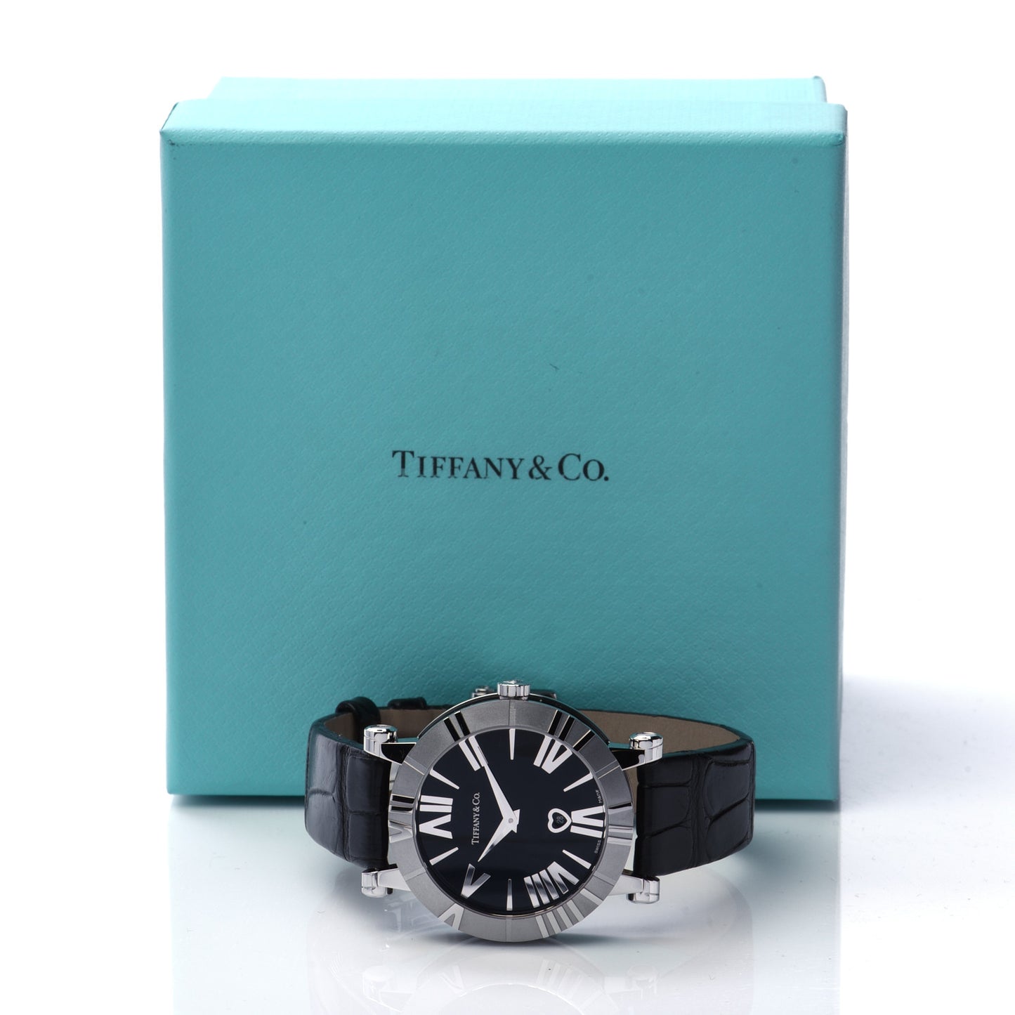 Stainless Steel Alligator 36mm Atlas Quartz Watch Black