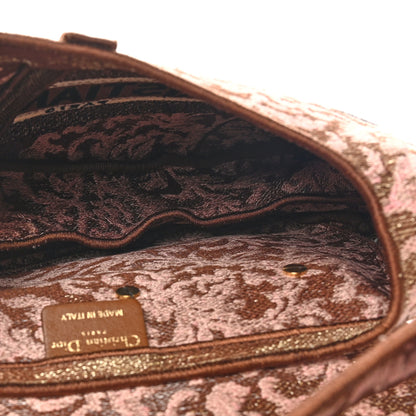 Christian Dior Canvas Embroidered Brocart Saddle Bag Metallic Pink 5 of 10