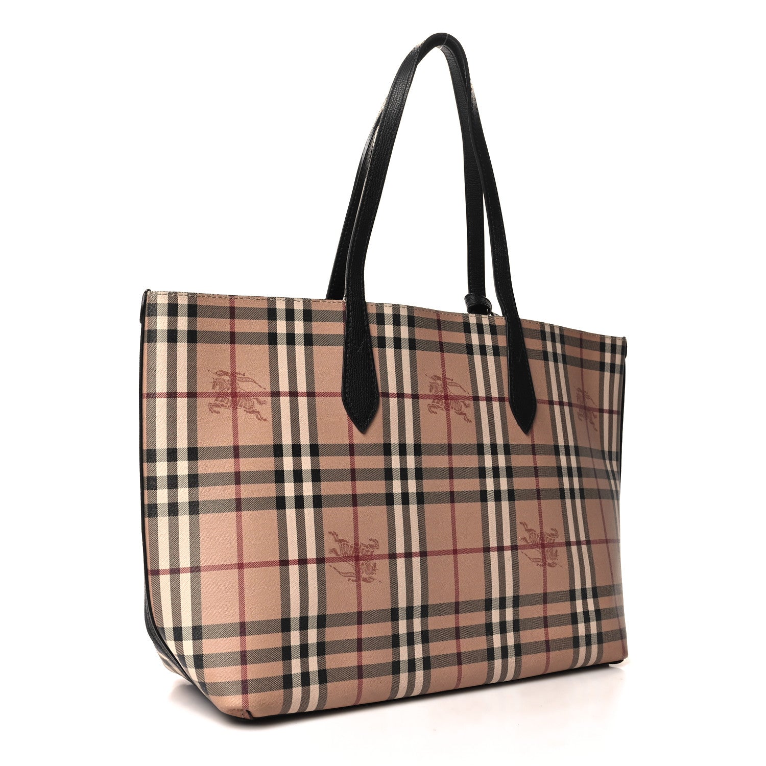 Burberry Grainy Calfskin Haymarket Check Medium Reversible Tote Black 4 of 17