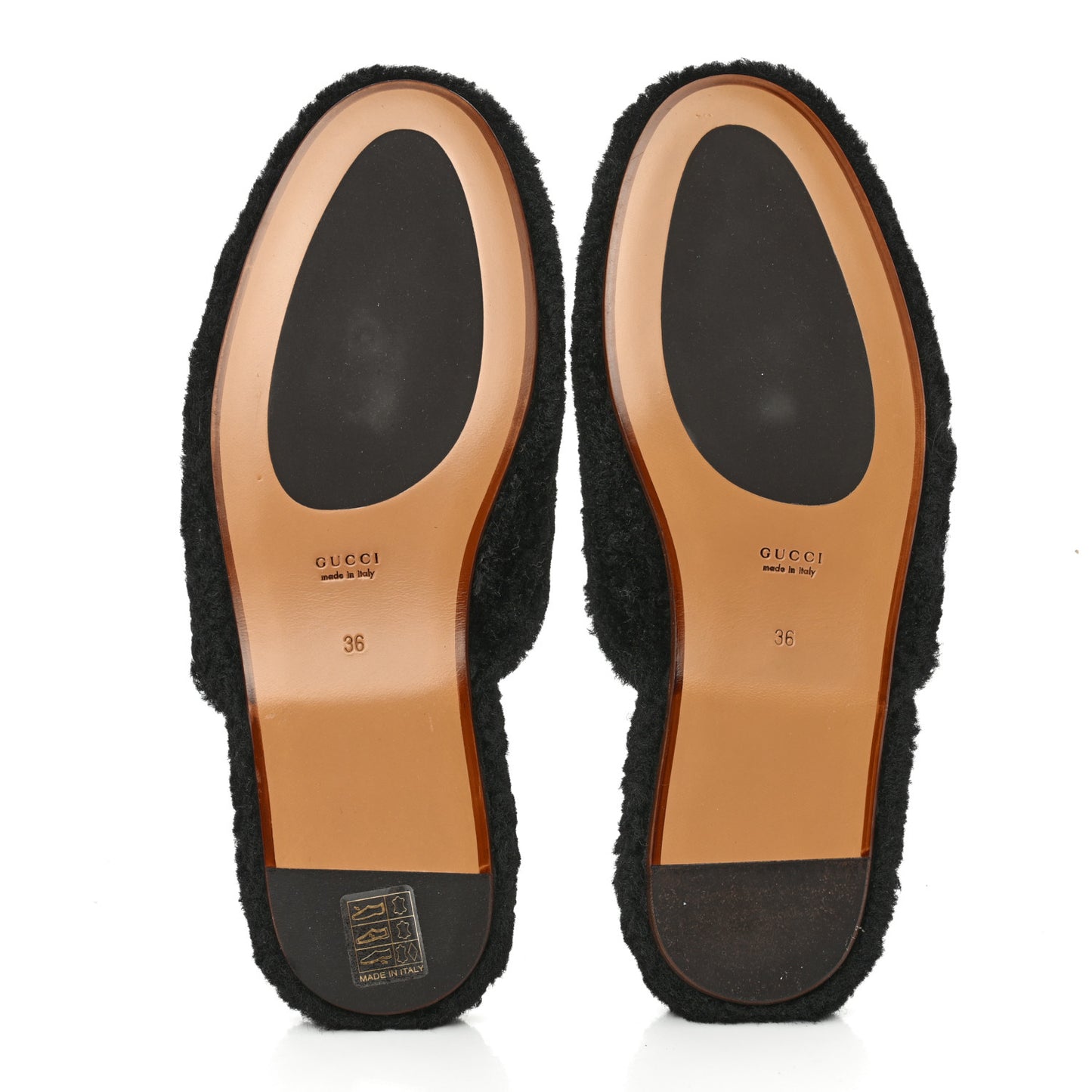 Shearling Interlocking G Womens Eileen Slippers 36 Black Butterscotch