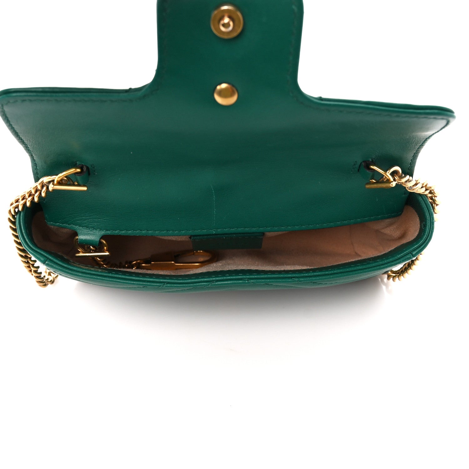 Gucci Calfskin Matelasse Super Mini GG Marmont Shoulder Bag Emerald Green 5 of 12