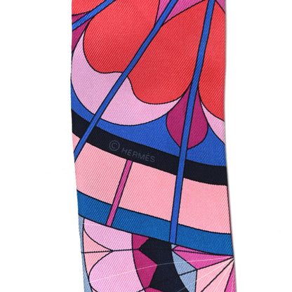 Hermes Silk Rose de Compas Twilly Turquoise Fuchsia Bleu 3 of 4