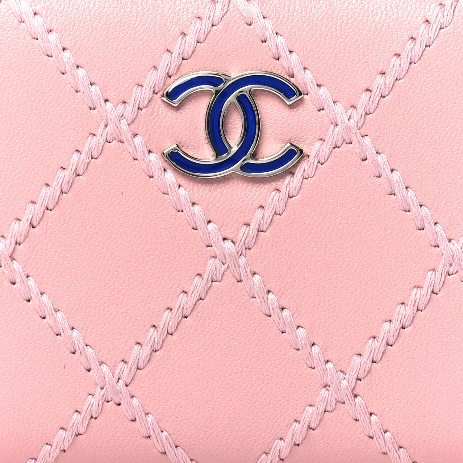 Chanel Lambskin Double Stitch Zip Coin Purse Pink 8 of 9