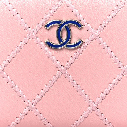 Chanel Lambskin Double Stitch Zip Coin Purse Pink 8 of 9