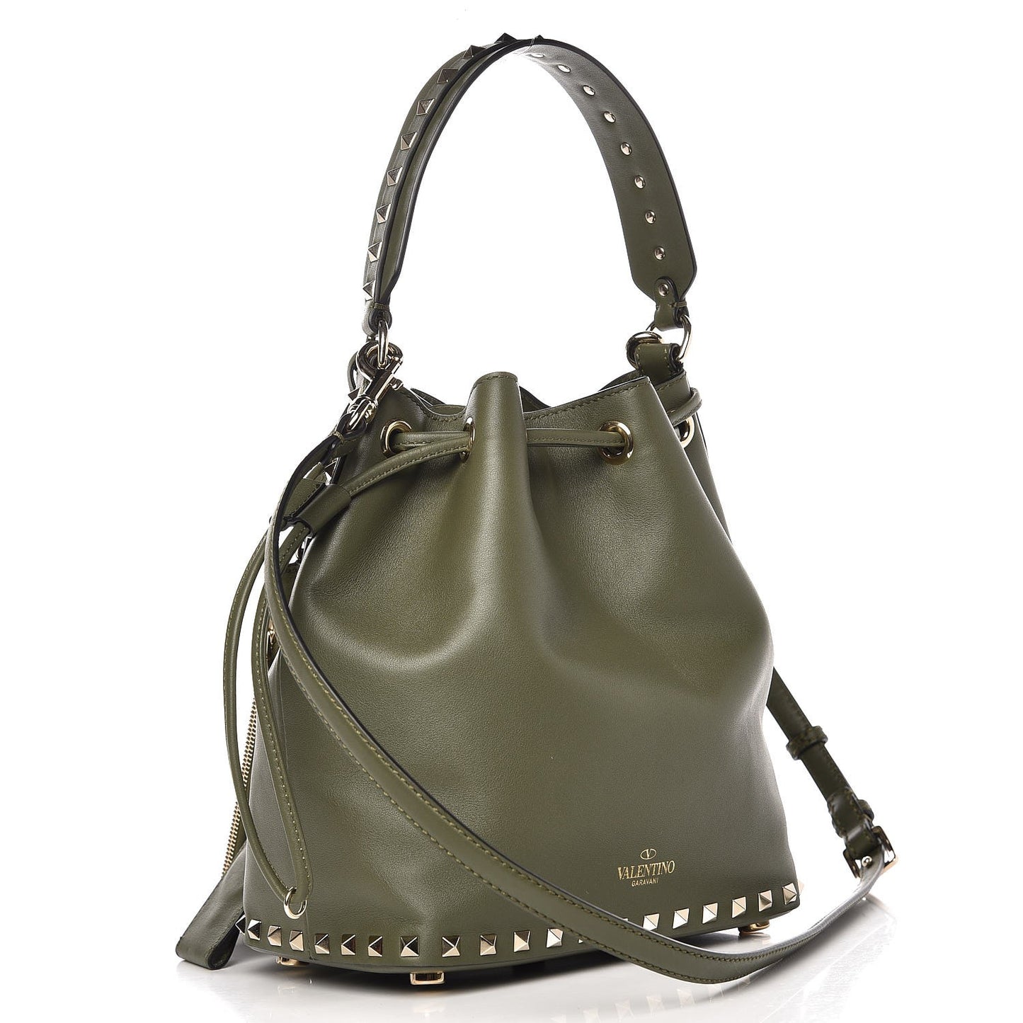 Vitello Rockstud Bucket Bag Oasis