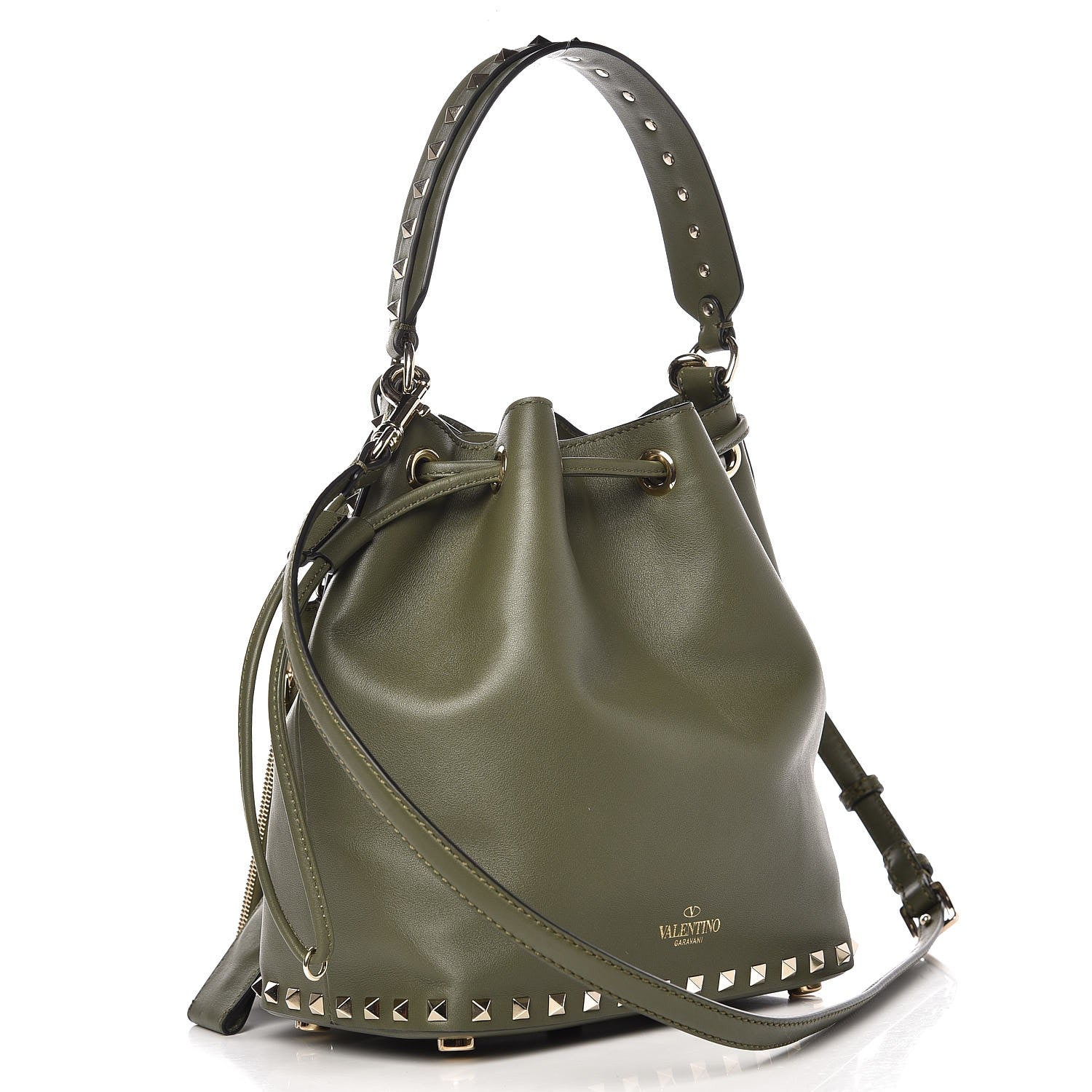 Valentino Garavani Vitello Rockstud Bucket Bag Oasis 4 of 9