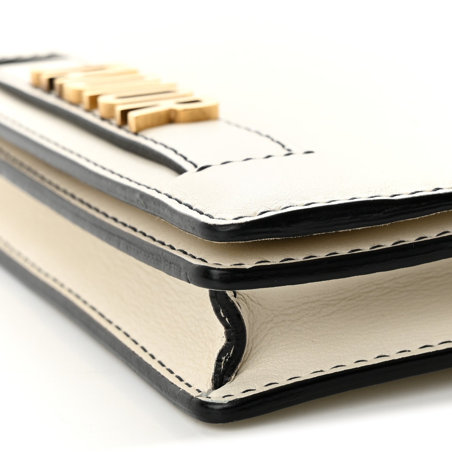 Calfskin J'Adior Wallet on Chain Pouch Off White