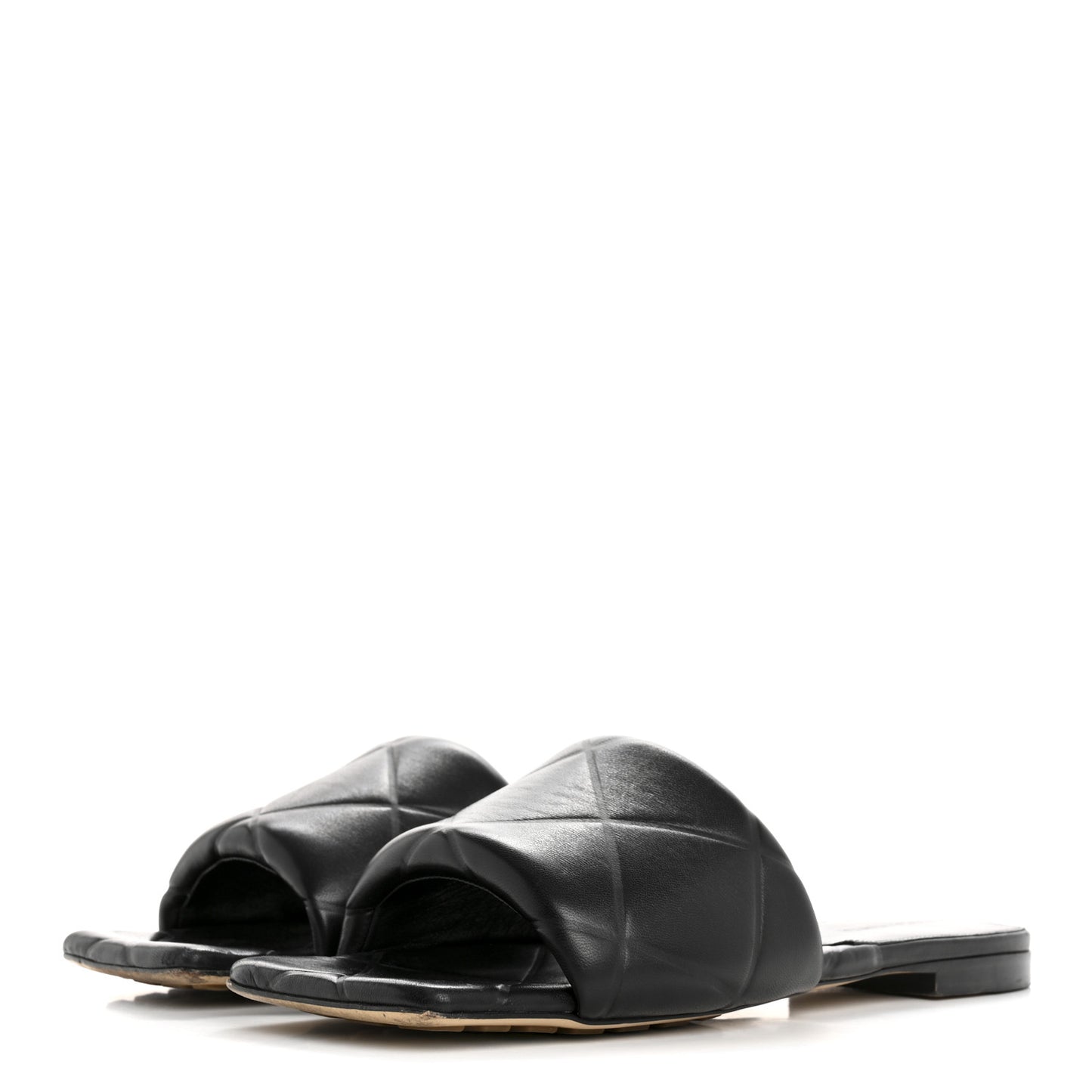Nappa Quilted Rubber Lido Flat Sandals 40 Black
