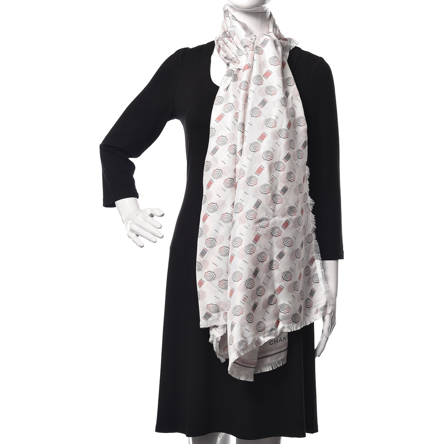 Silk CC Umbrella Print Scarf Light Pink