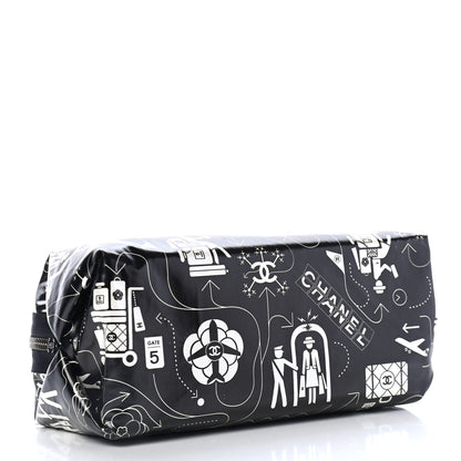Chanel Coated Canvas Small Airline Cosmetic Pouch Black White 3 of 4