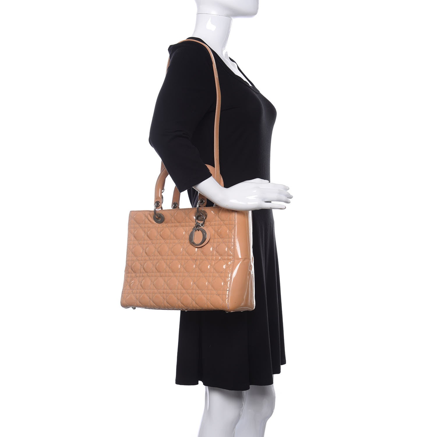 Christian Dior Patent Cannage Large Lady Dior Beige 2 of 19