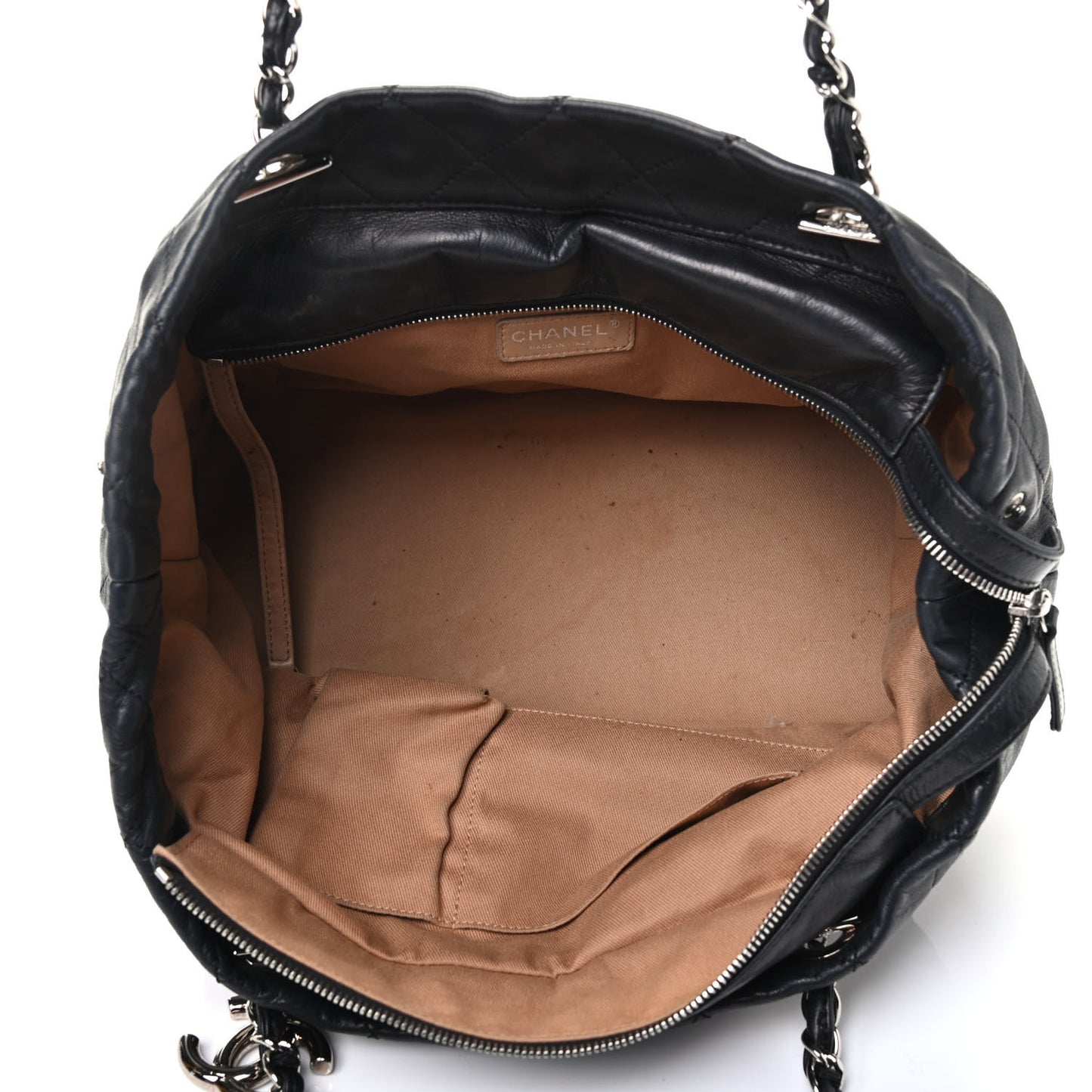 Calfskin Stitched Medium VIP Shopping Tote Black