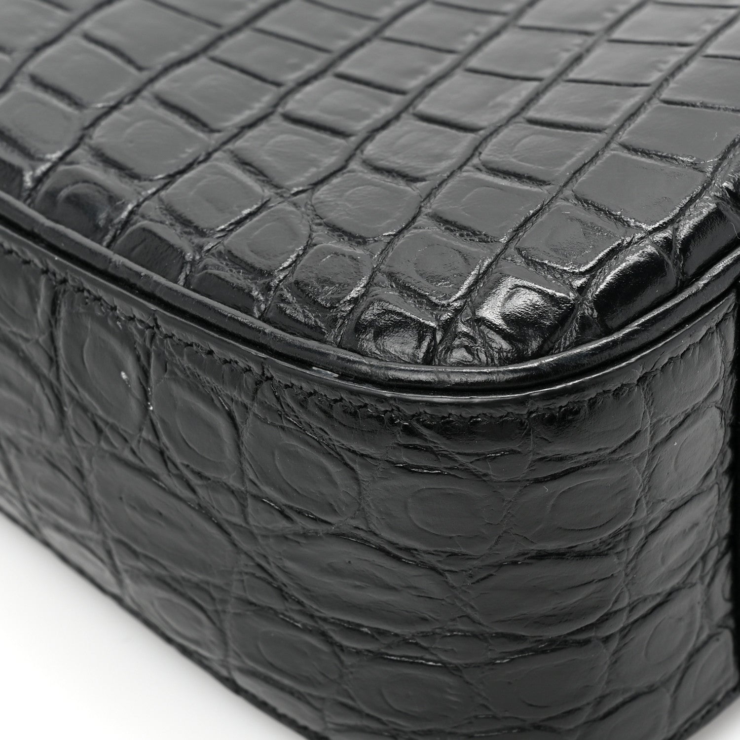 Saint Laurent Calfskin Crocodile Embossed LE 5 A 7 Hobo Black 12 of 14