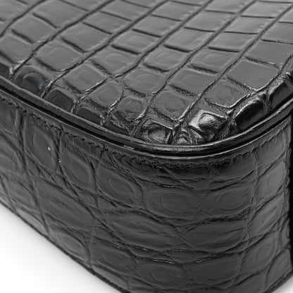 Saint Laurent Calfskin Crocodile Embossed LE 5 A 7 Hobo Black 12 of 14