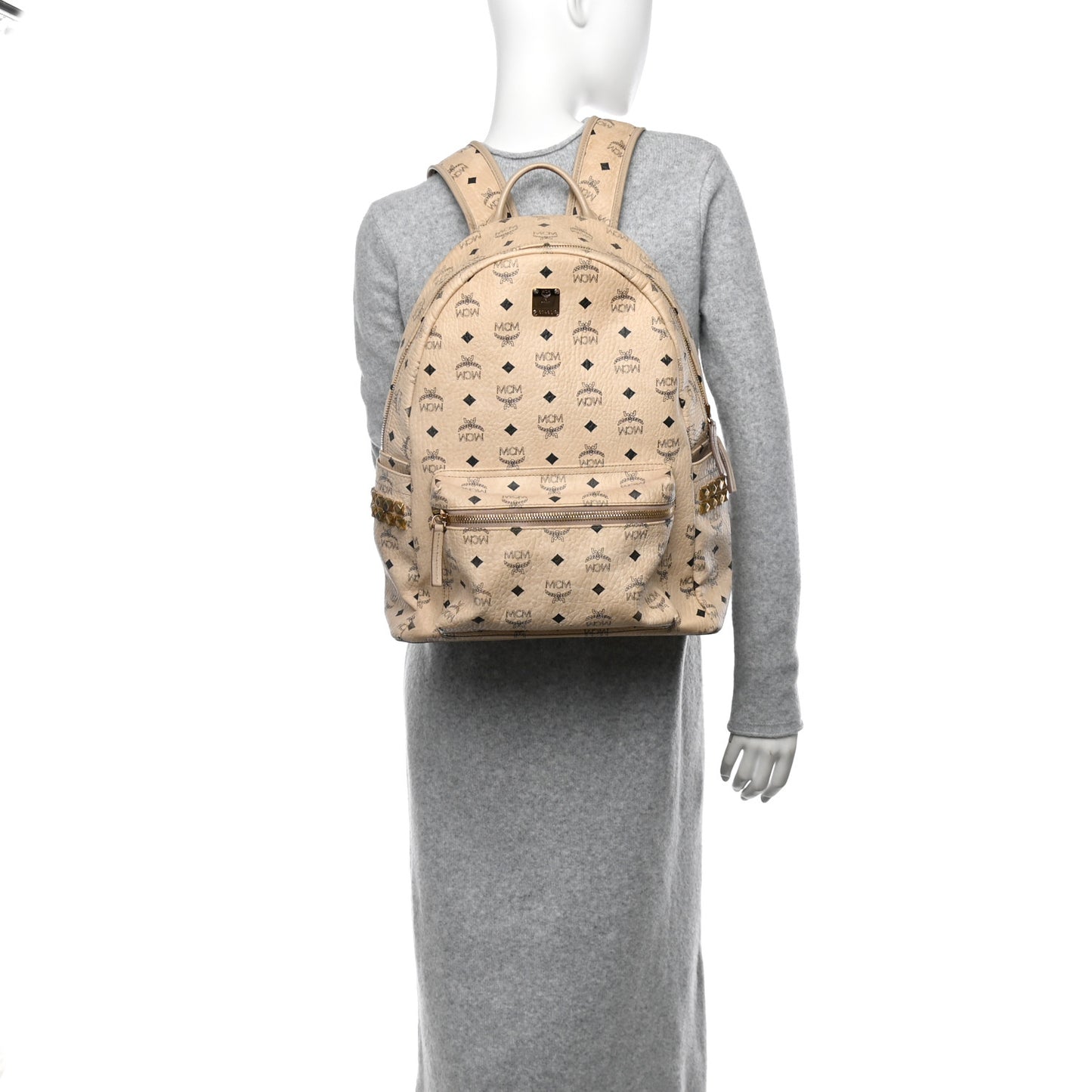Visetos Large Side Studs Stark Backpack Beige