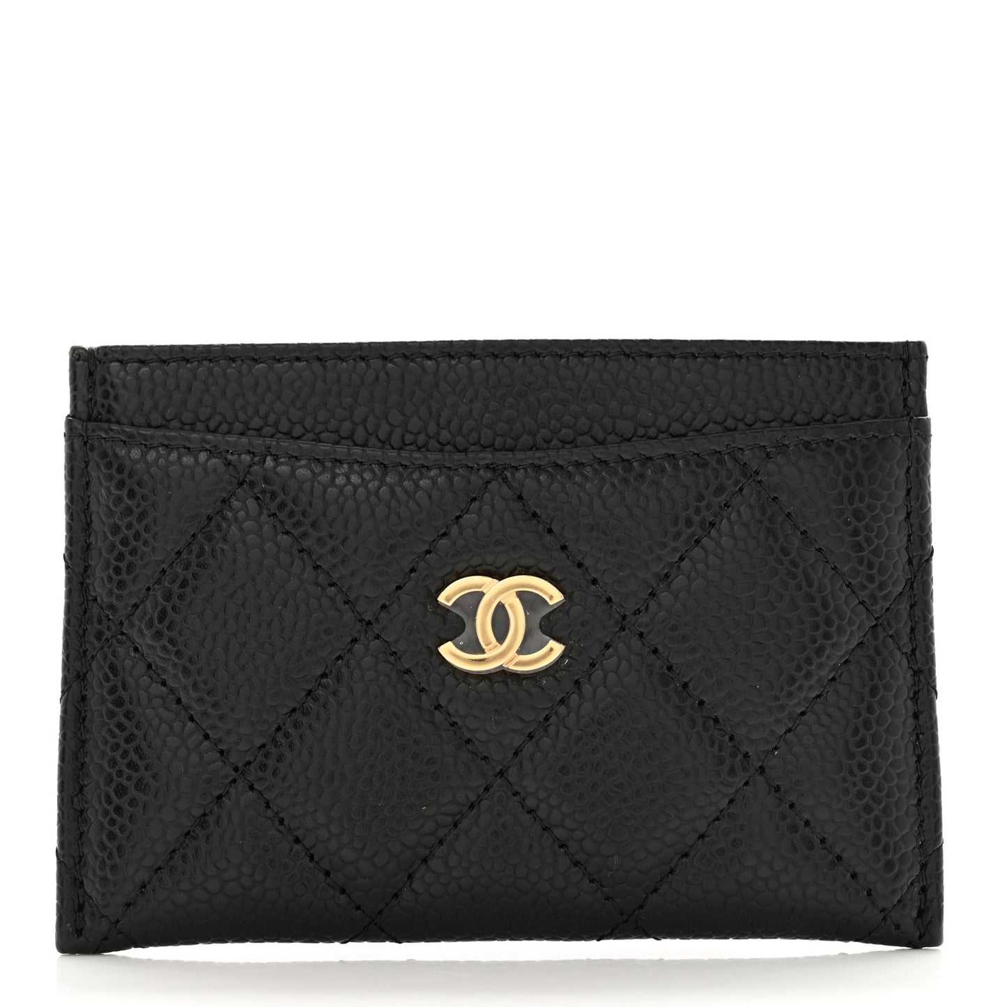 Caviar Quilted Card Holder Black