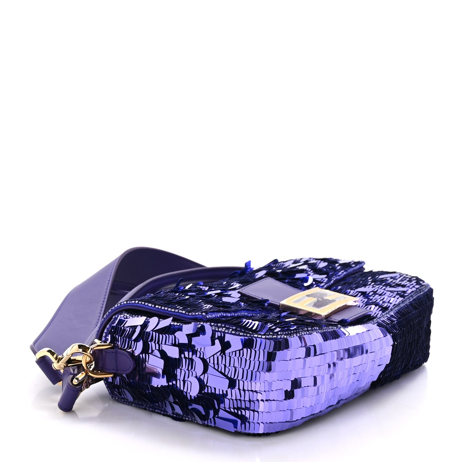 Fendi Sequin Paillettes Shiny Nappa Sex and the City Baguette Viola Purple Rain 4 of 11