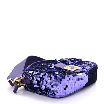 Fendi Sequin Paillettes Shiny Nappa Sex and the City Baguette Viola Purple Rain 4 of 11
