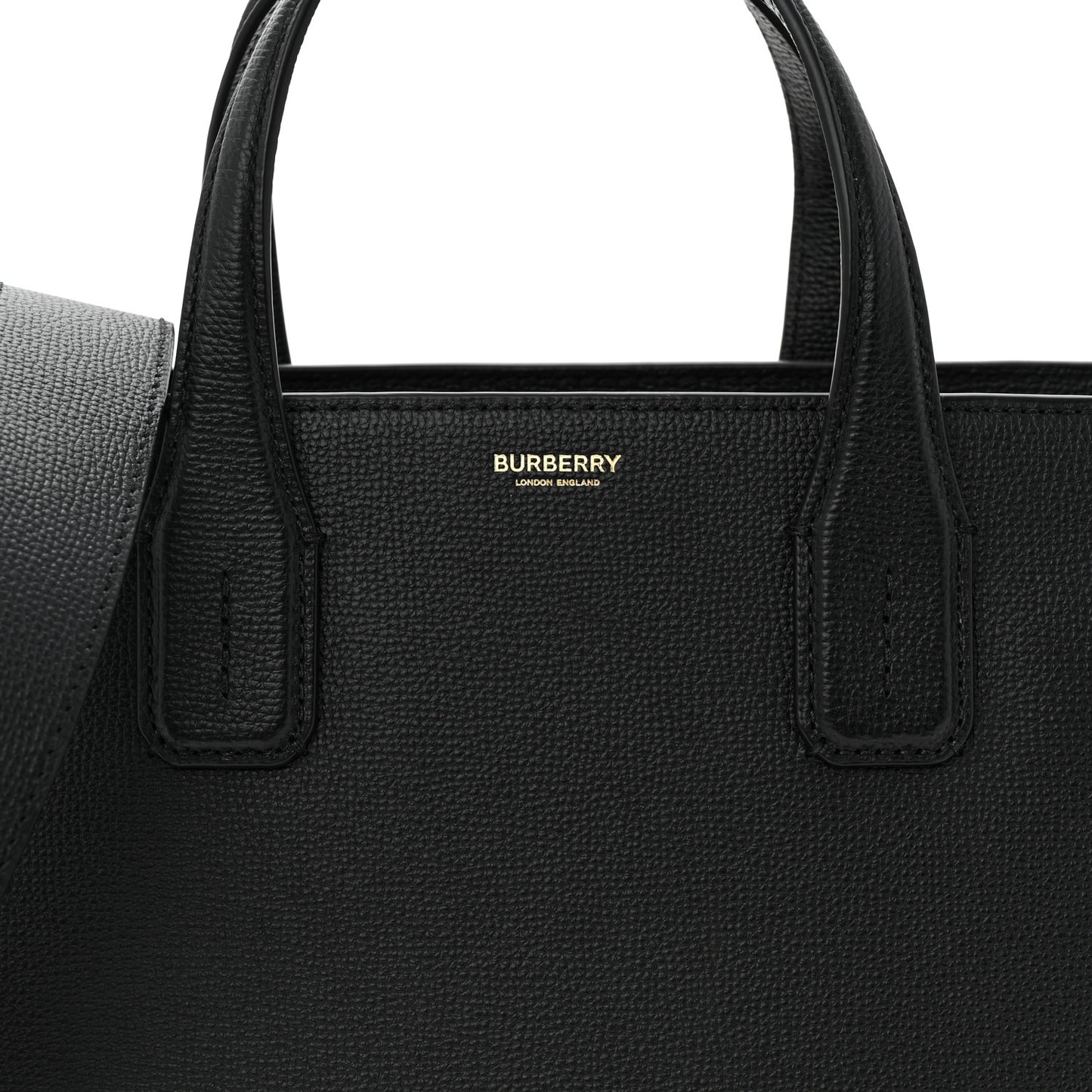 Grainy Calfskin House Check Medium Banner Tote Black