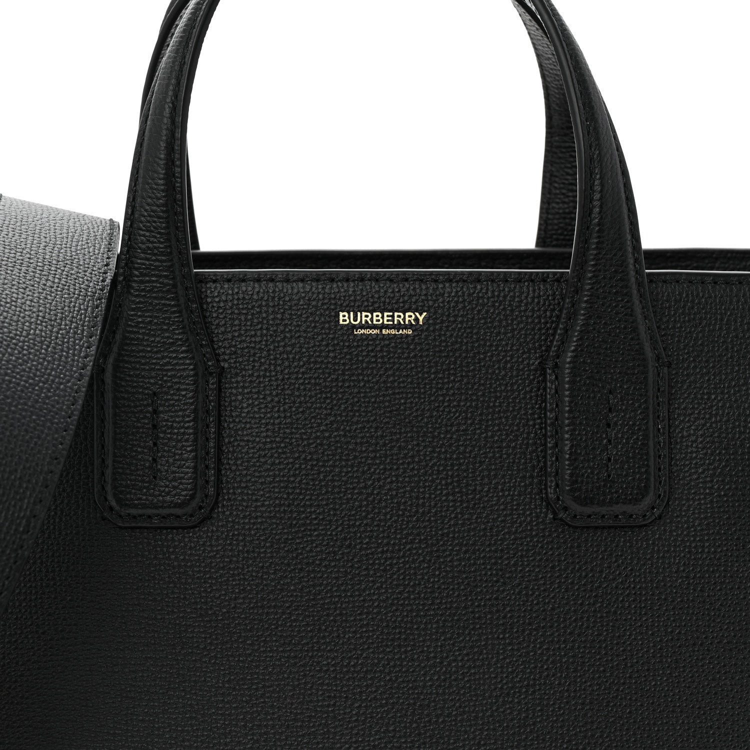 Burberry Grainy Calfskin House Check Medium Banner Tote Black 7 of 9