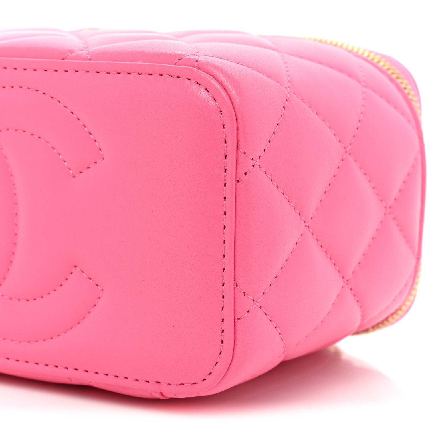 Chanel Lambskin Enamel Quilted Small Coco Hearts Vanity Case With Chain Pink 8 of 10