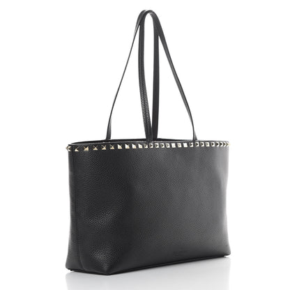 Valentino Garavani Grained Calfskin Small Rockstud Shoulder Tote Black 3 of 12