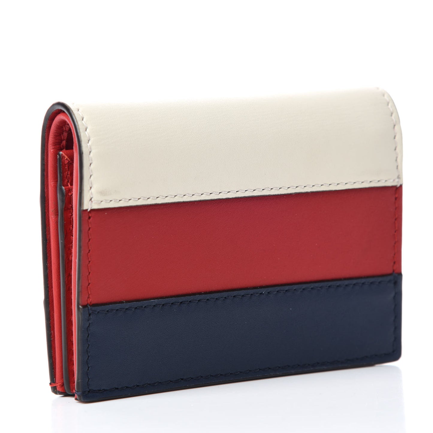 Calfskin Queen Margaret Card Case Wallet Blue Agata Hibiscus Red Mystic White