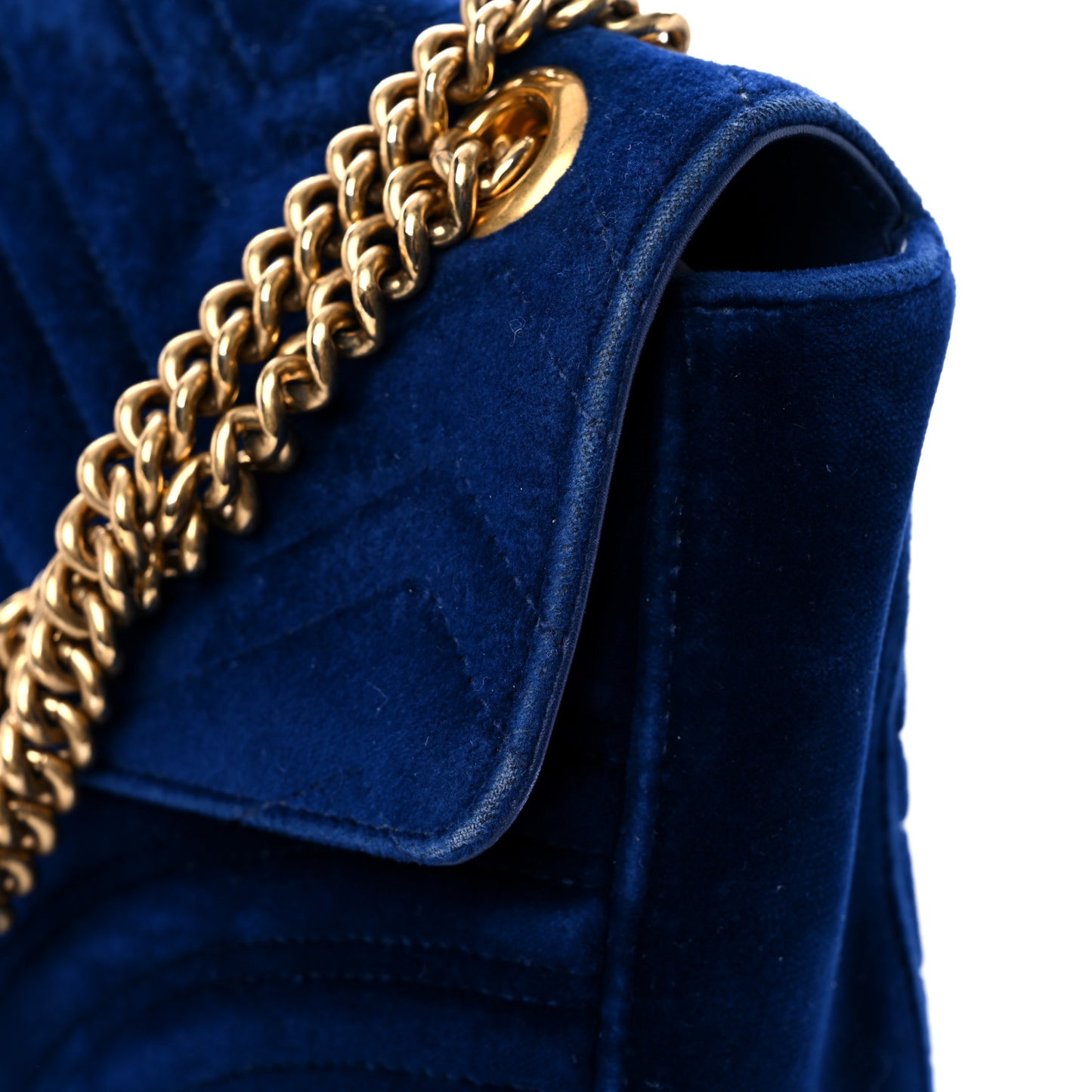 Velvet Matelasse Medium GG Marmont Shoulder Bag Cobalt Blue