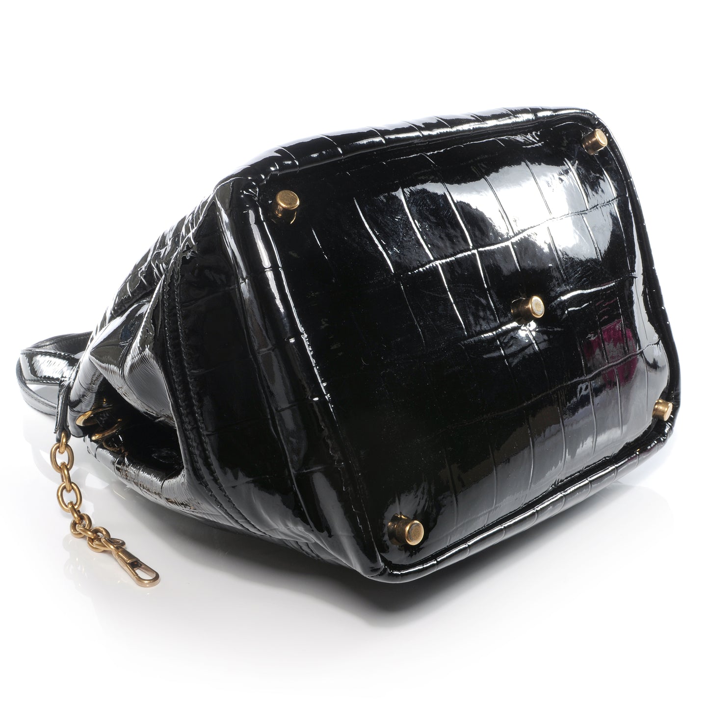 Patent Croc Overseas Tote Black