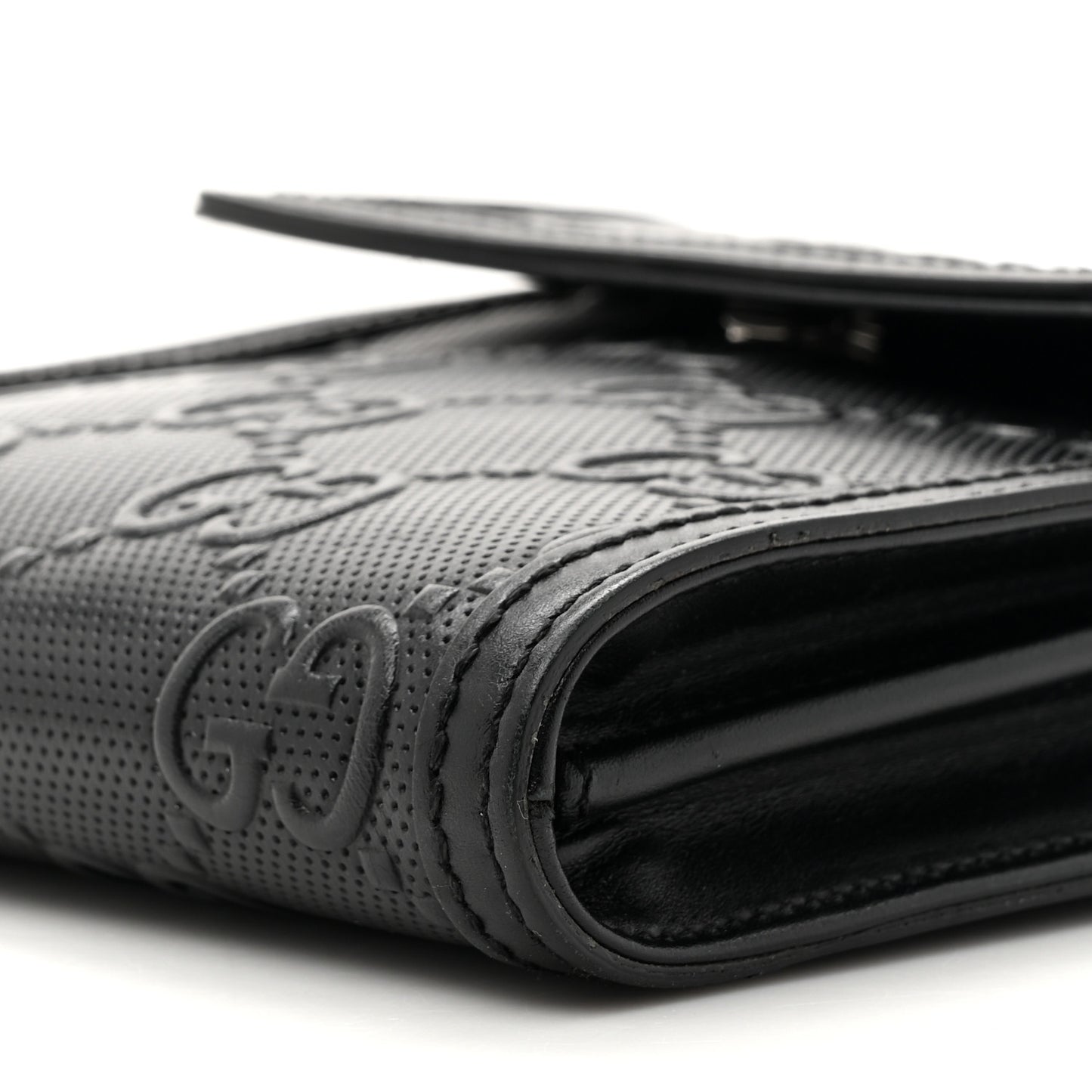 Calfskin GG Tennis Embossed Messenger Bag Black