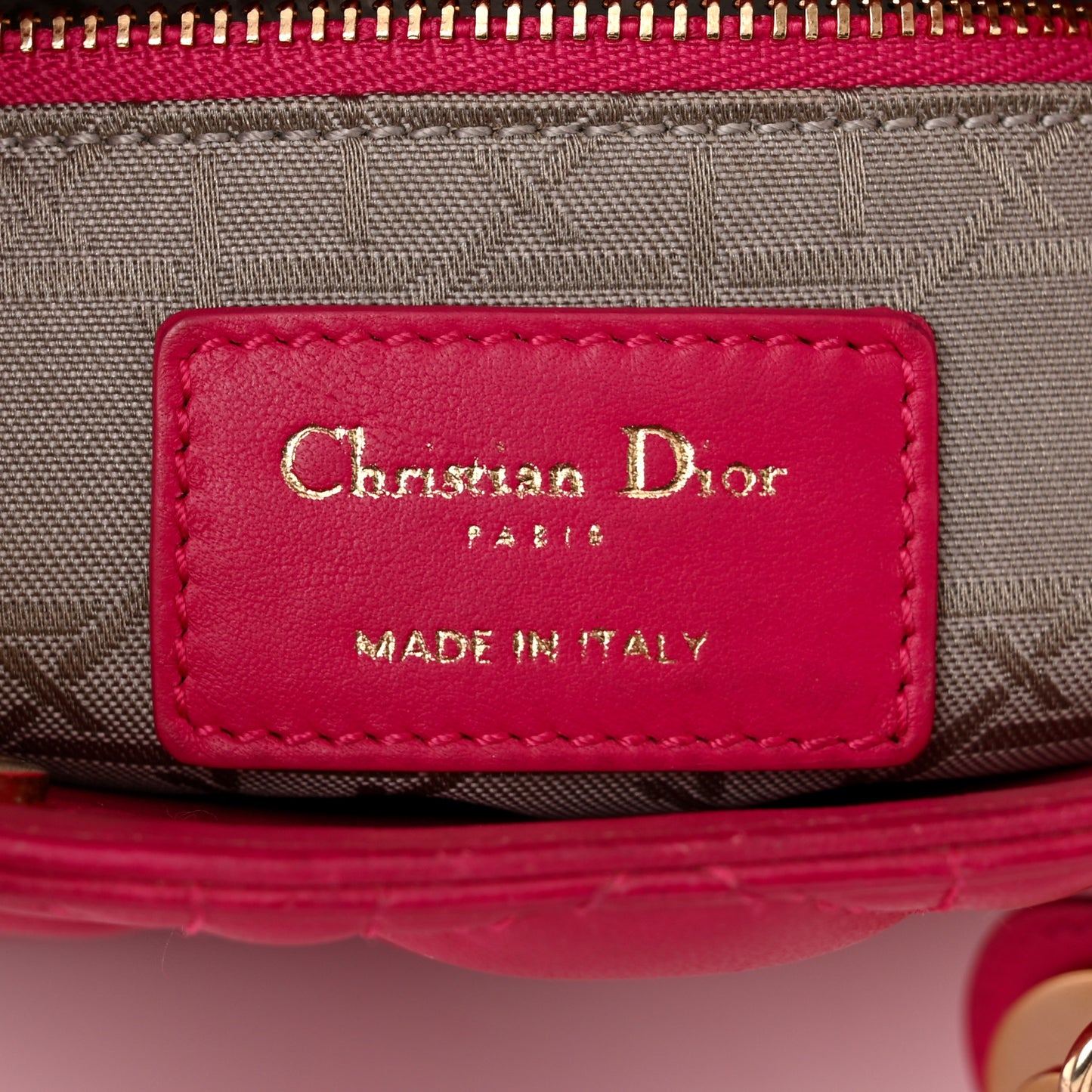 Lambskin Cannage Mini Lady Dior Fuchsia
