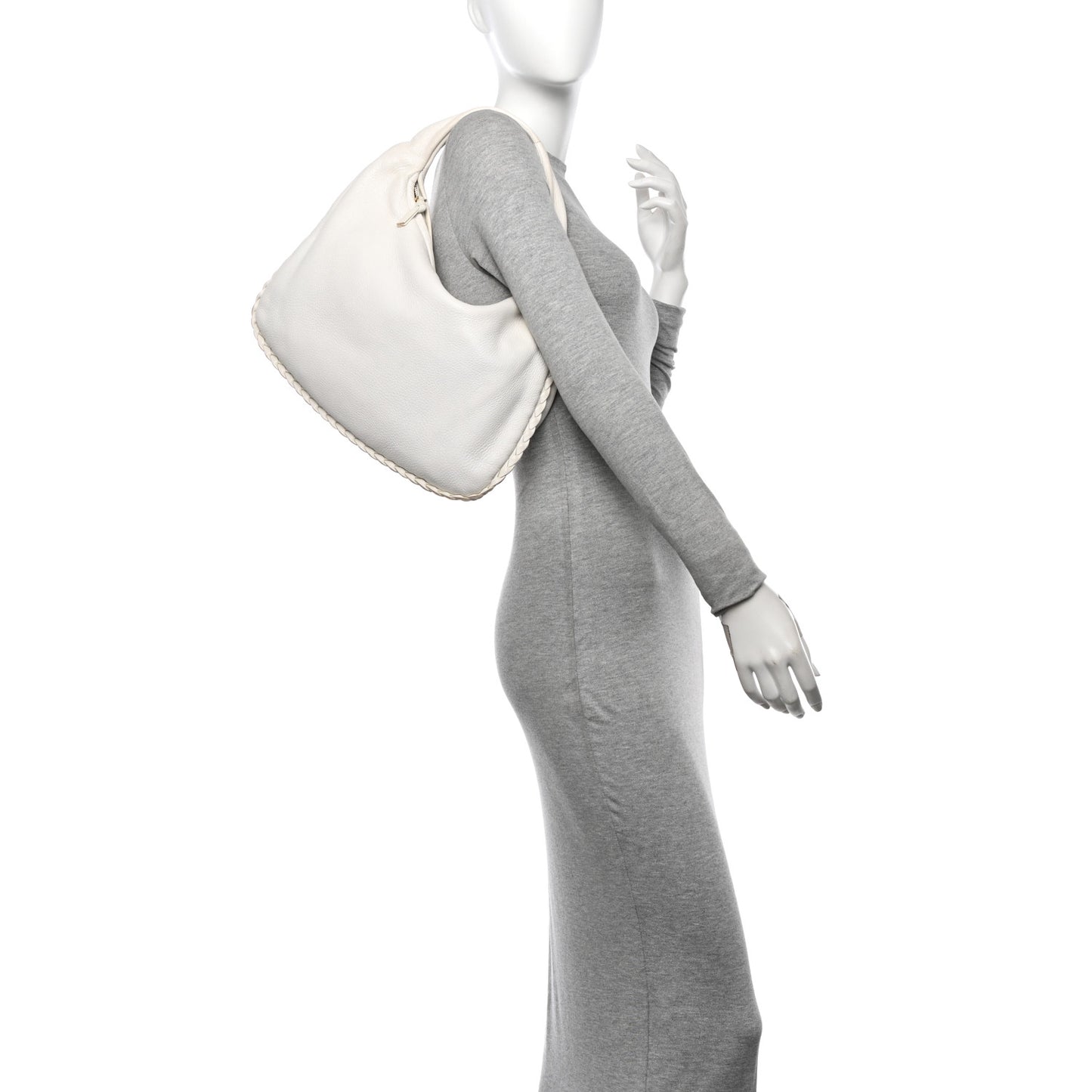 Cervo Braided Medium Veneta Hobo White