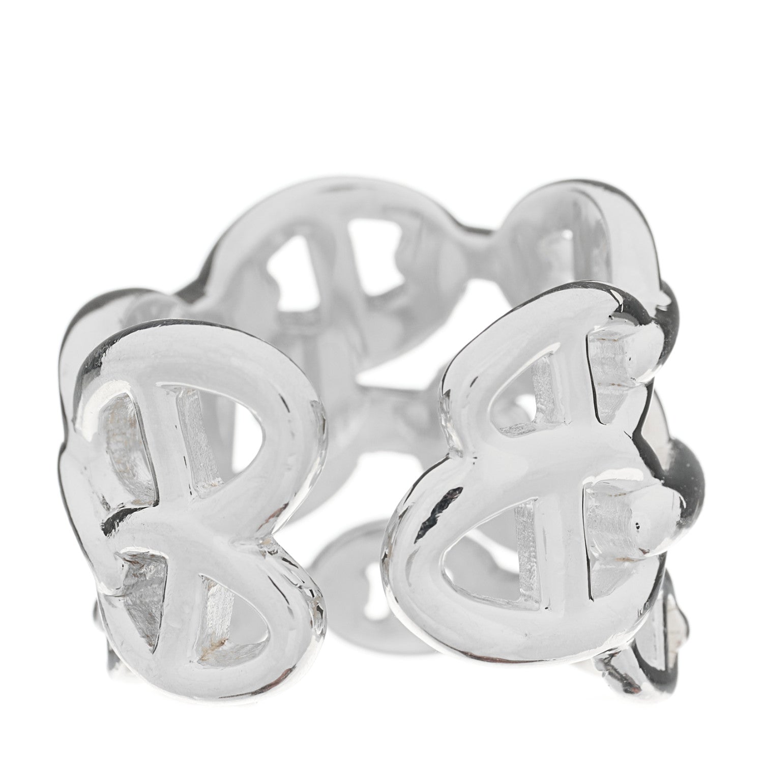Hermes Sterling Silver GM Chaine d'Ancre Enchainee Band Ring 55 7.25 3 of 5
