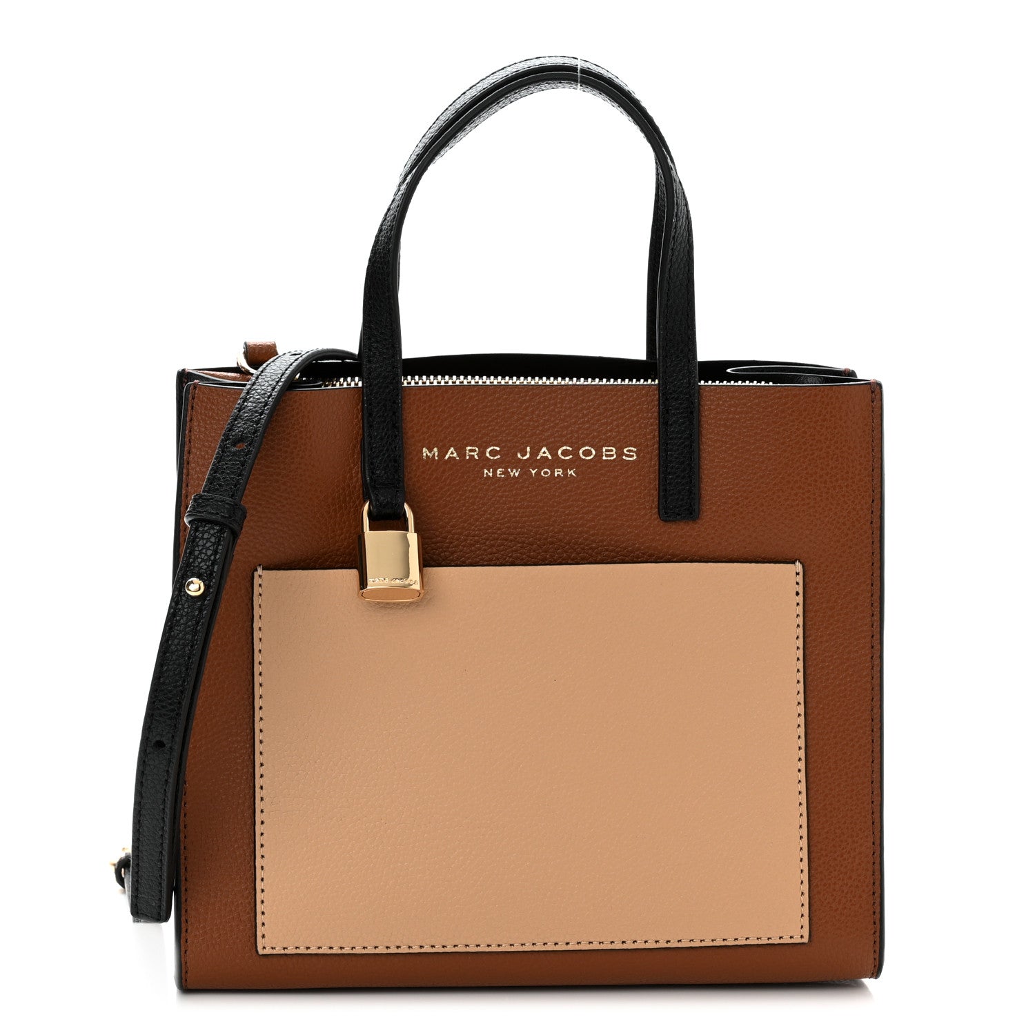 Marc Jacobs Calfskin Mini Grid Tote Bag Chocolate Truffle 1 of 11