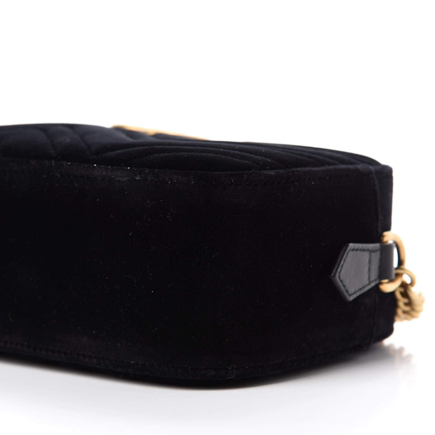 Gucci Velvet Matelasse Small GG Marmont Chain Shoulder Bag Black 7 of 10