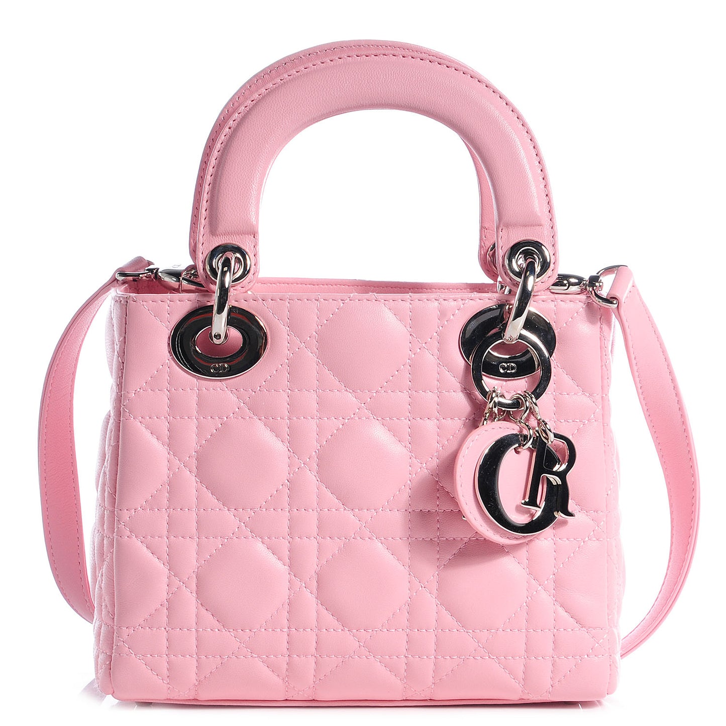 Lambskin Cannage Mini Lady Dior Rose Clair