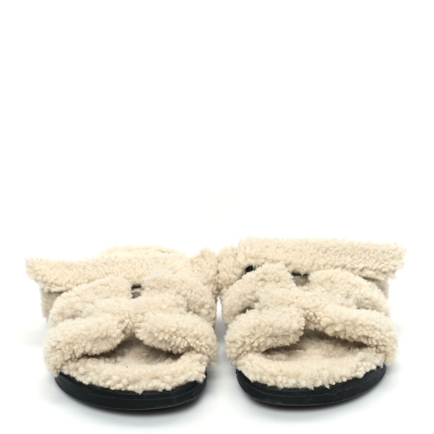 Hermes Woolskin Womens Chypre Sandals 39 Ecru 2 of 8