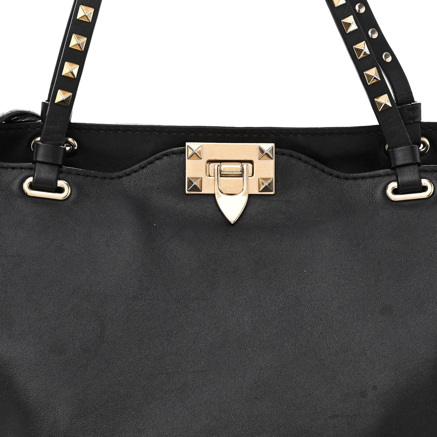 Vitello Medium Rockstud Tote Black