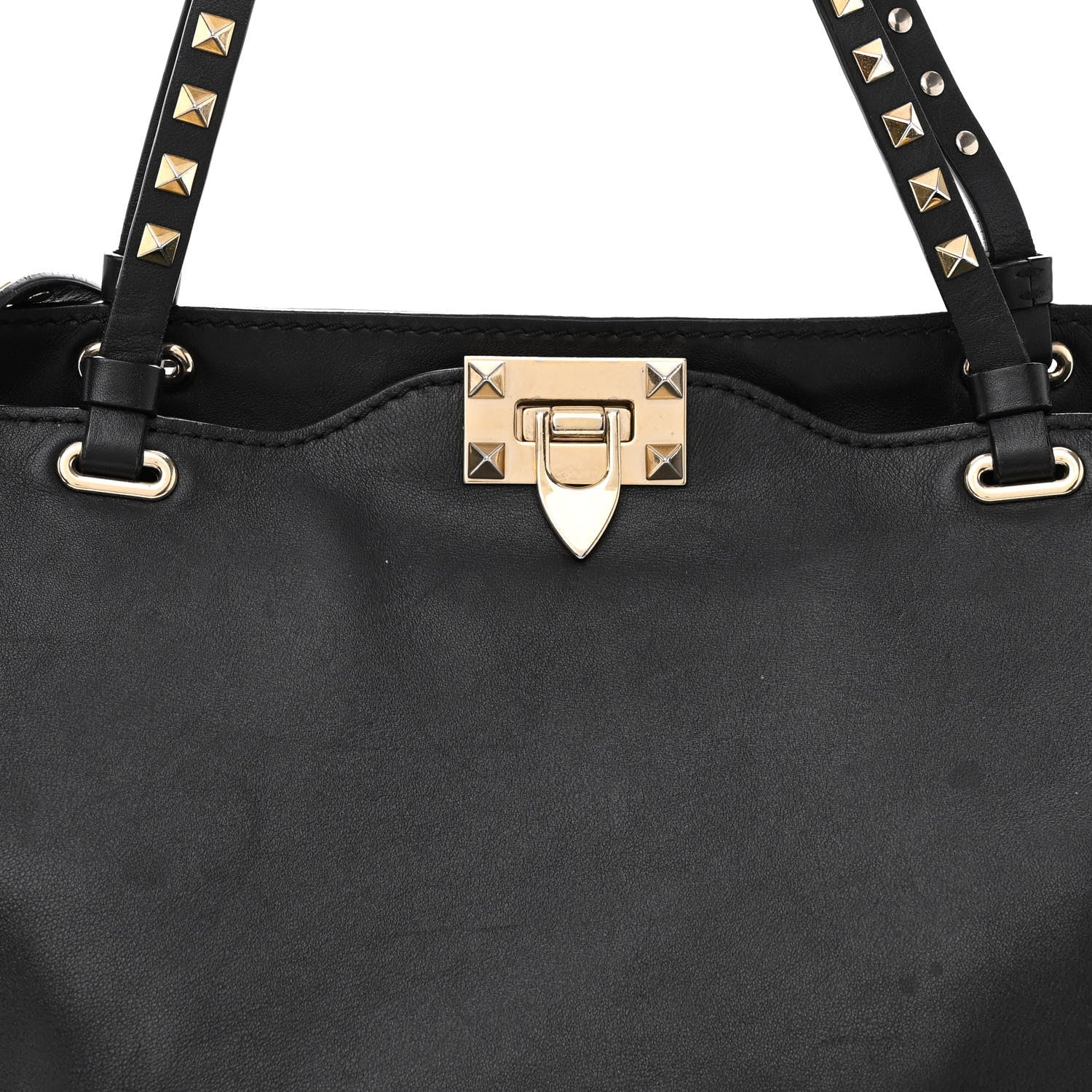 Valentino Garavani Vitello Medium Rockstud Tote Black 7 of 9