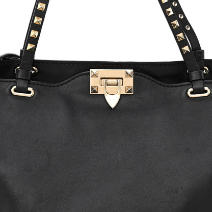 Valentino Garavani Vitello Medium Rockstud Tote Black 7 of 9