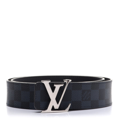 Louis Vuitton Damier Cobalt Calfskin 40mm LV Initiales Reversible Belt 90 36 Black 1 of 6