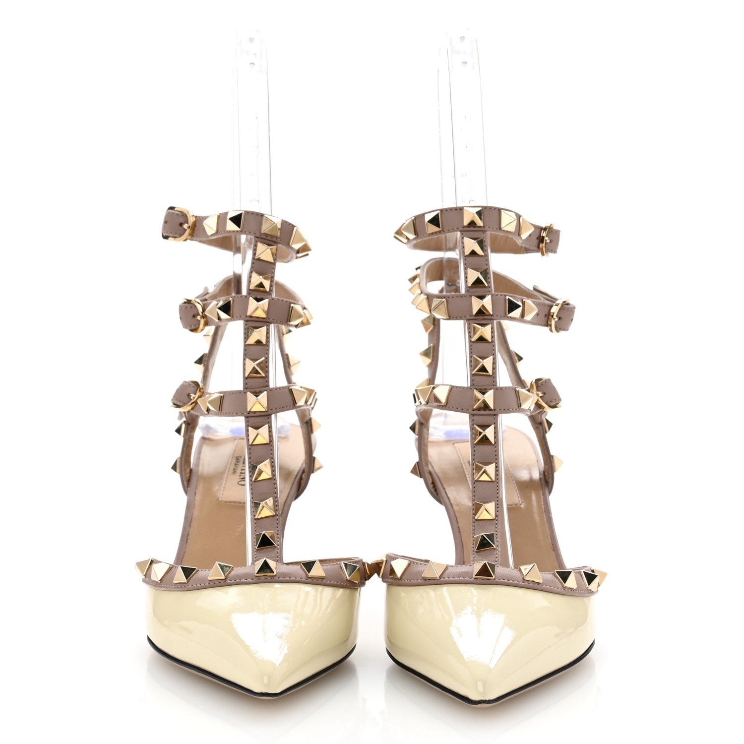 Valentino Garavani Patent Nappa Rockstud Ankle Strap 65mm Pumps 36.5 Light Ivory Poudre 3 of 8