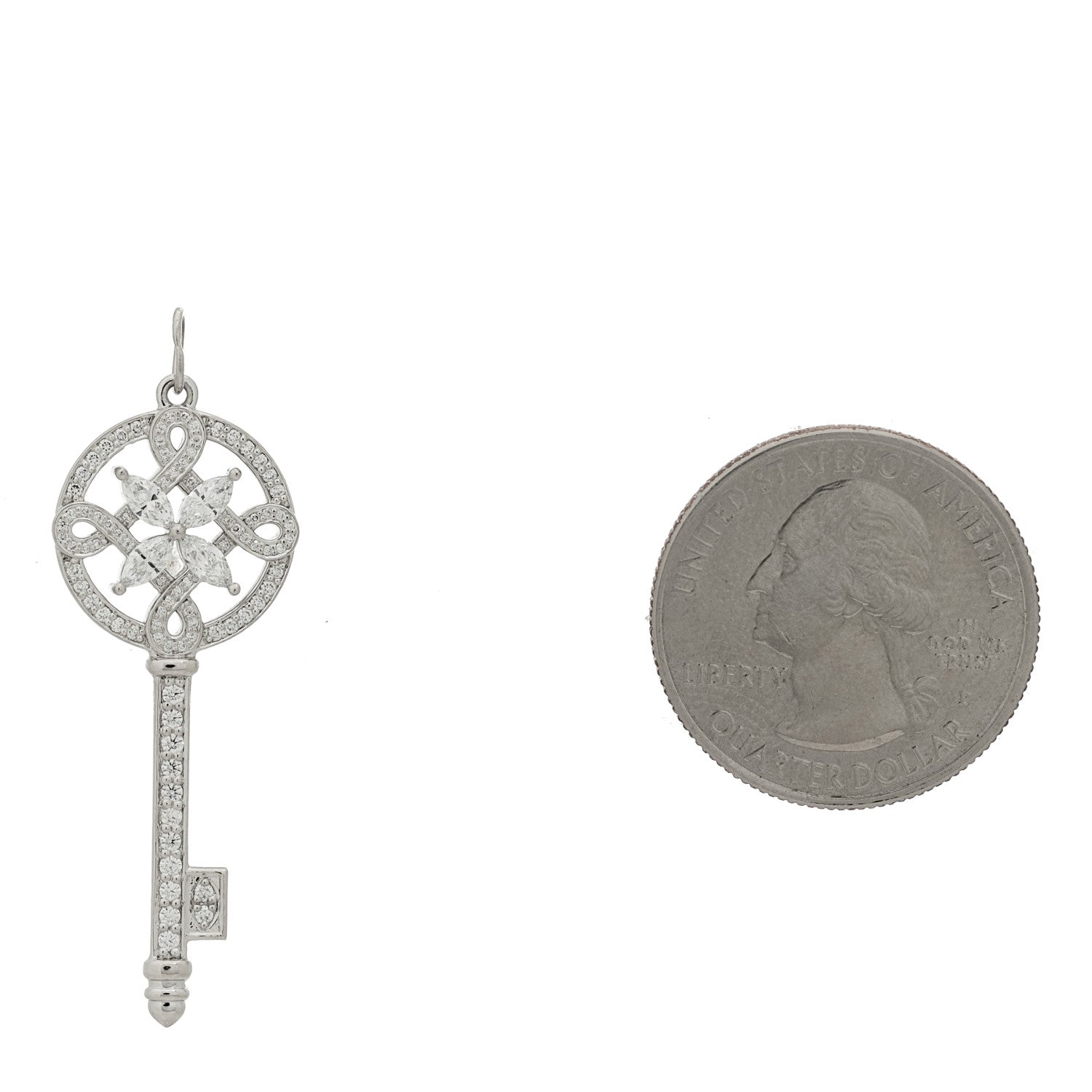 Tiffany Platinum Diamond Victoria Round Key Pendant 2 of 5