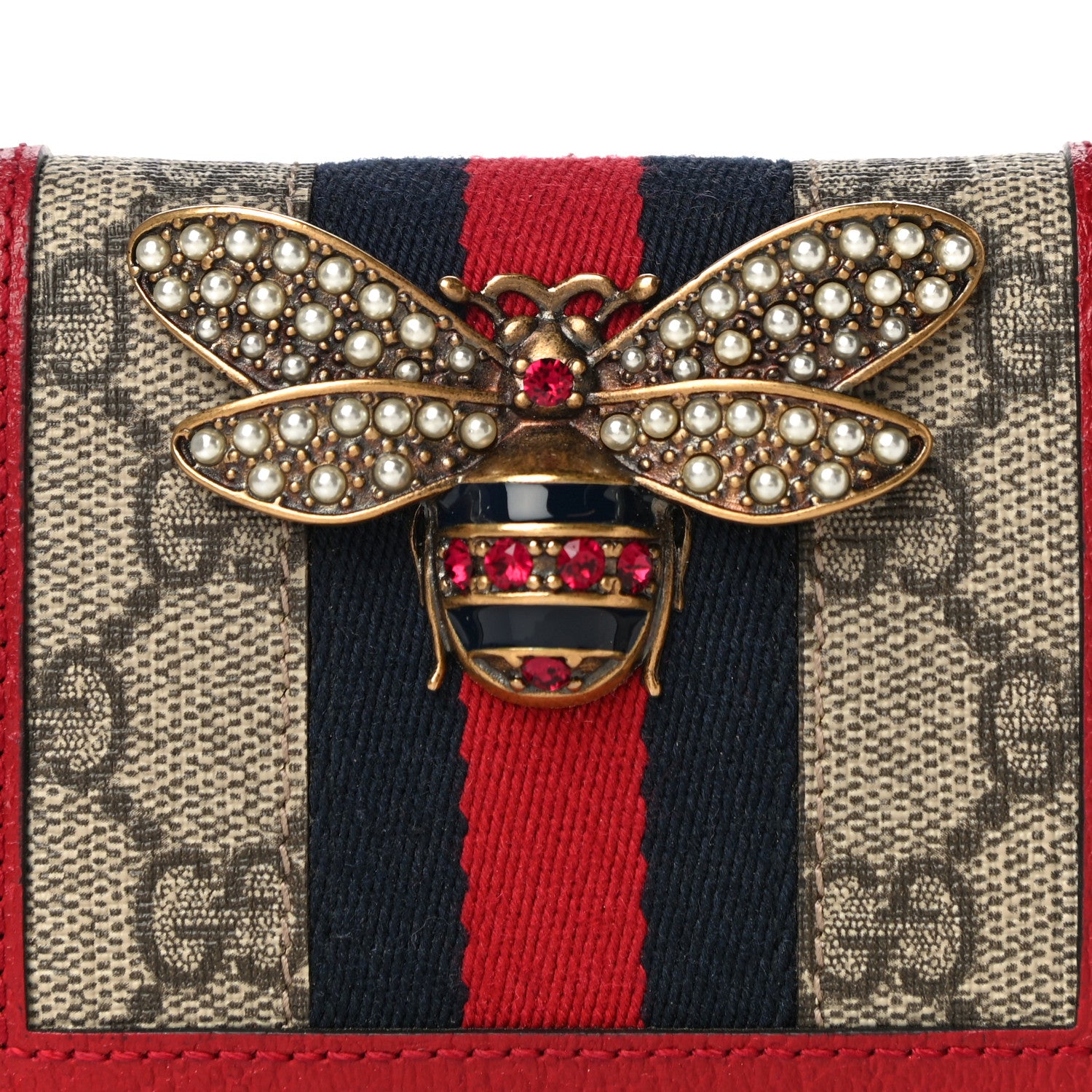 Gucci GG Supreme Monogram Queen Margaret Card Case Red 8 of 11