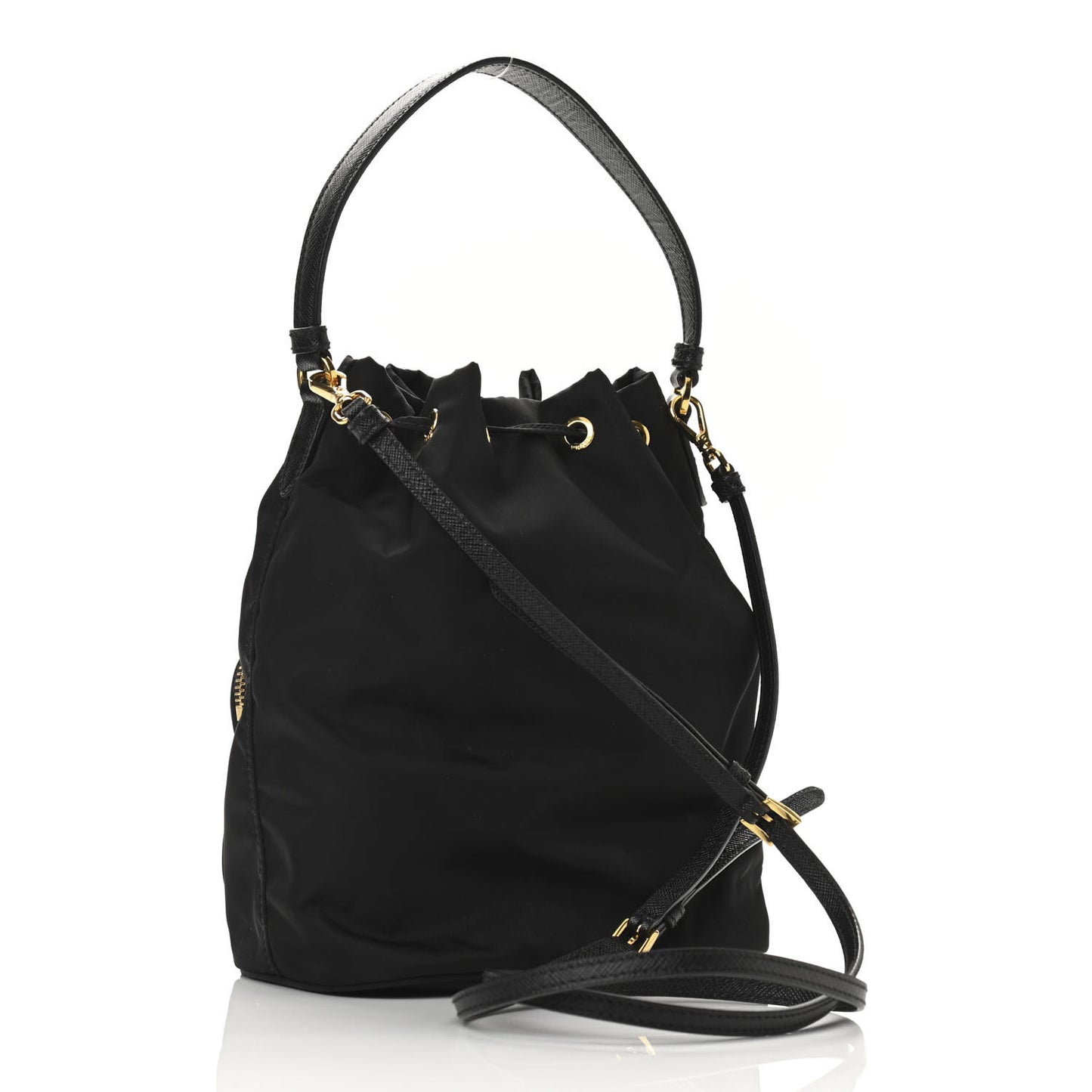 Re-Nylon Duet Drawstring Shoulder Bag Black