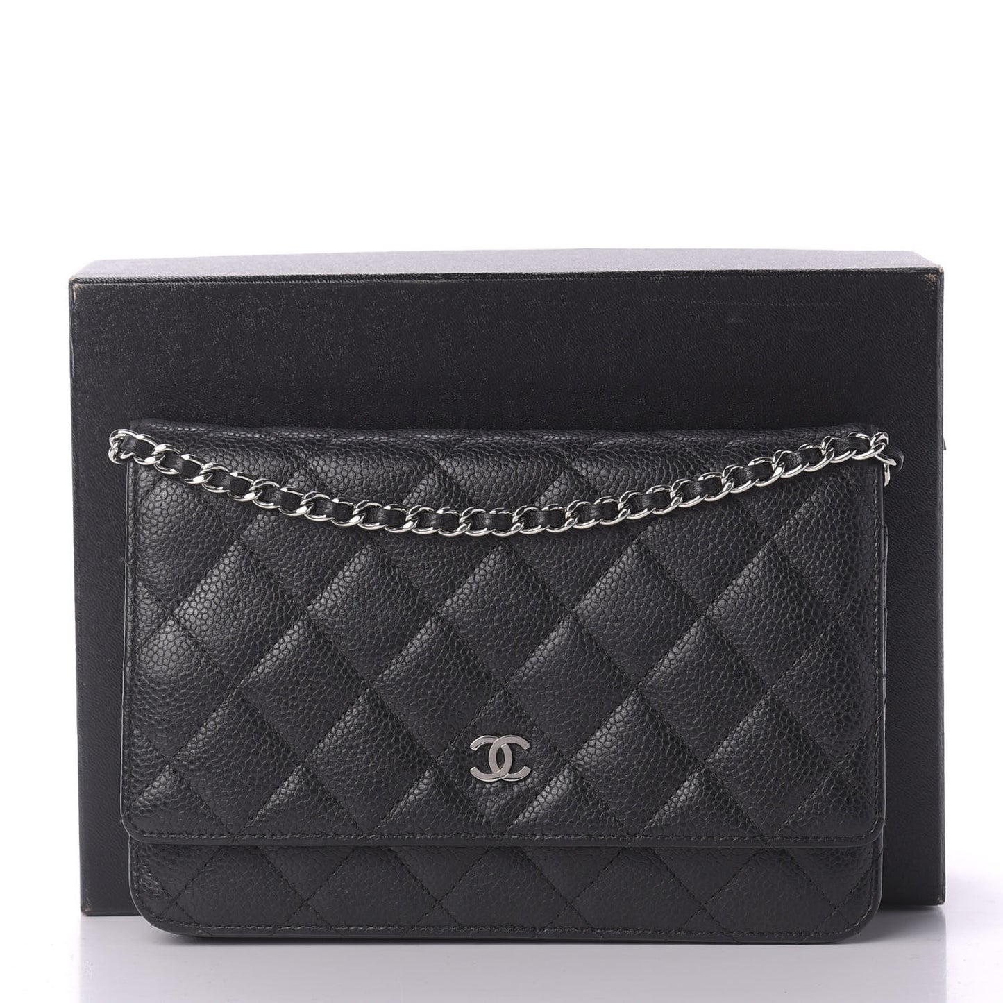 Caviar Quilted Wallet On Chain WOC Black
